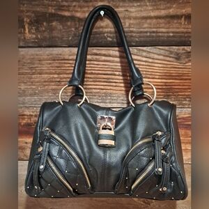 Bebe large black & gold speedy bag